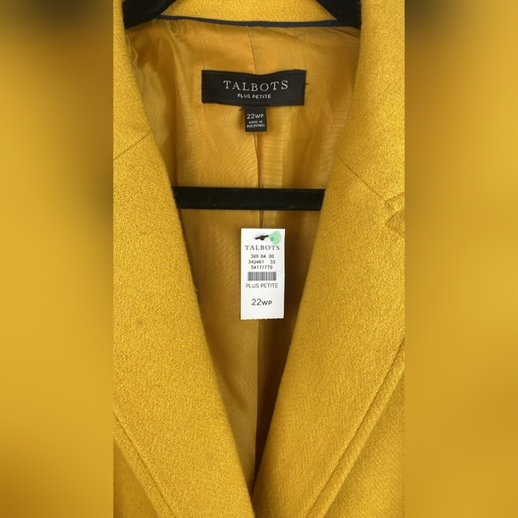 Talbots Classic Shetland Blazer Yellow Mustard Wool Office Women's Size 22WP - Picture 8 of 12